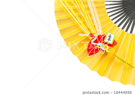 Water ornament of gold fan and crane 18444898