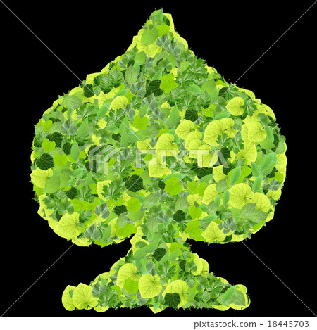 Playing card eco icon spades, made from leaves. Playing card eco icon spades, made from leaves. 18445703