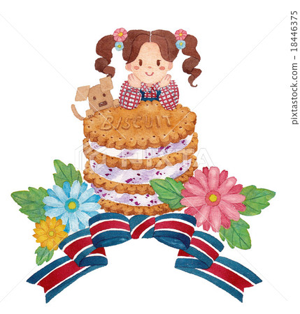 Girl and dog with a cheek stick on top of a cookie sandwich Girl and dog with a cheek stick on top of a cookie sandwich 18446375