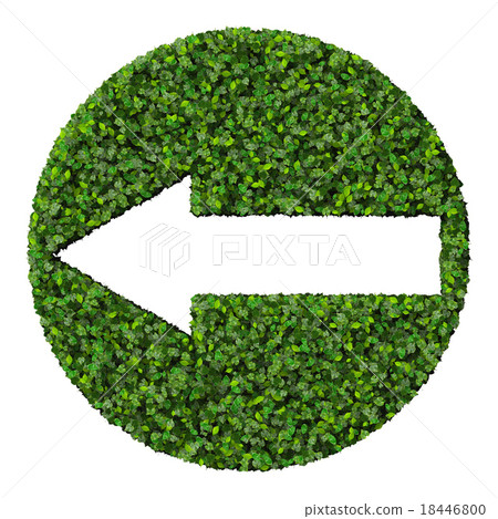 Arrow made from green leaves isolated on white bac Arrow made from green leaves isolated on white bac 18446800