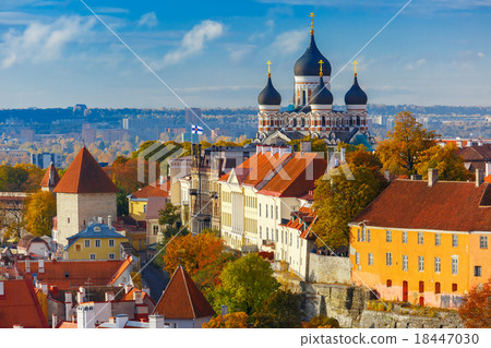 Aerial view old town, Tallinn, Estonia 18447030