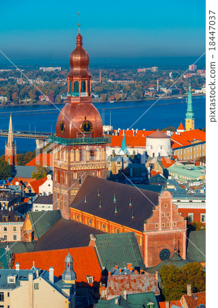 Aerial view of Old Town and Daugava, Riga, Latvia Aerial view of Old Town and Daugava, Riga, Latvia 18447037