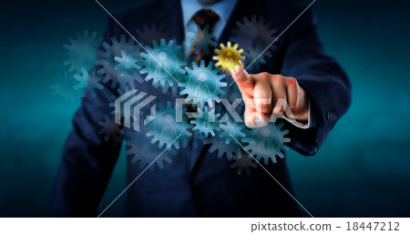 Consultant Selecting Small Female Worker Cogwheel 18447212