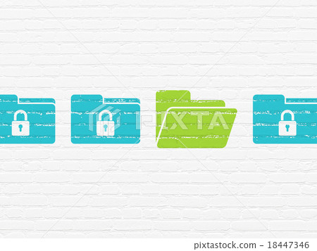 Protection concept: folder icon on wall background Protection concept: folder icon on wall background 18447346