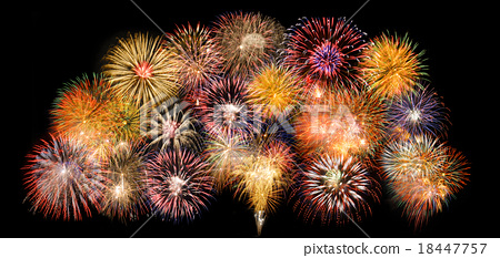 Stock Photo: border with fireworks