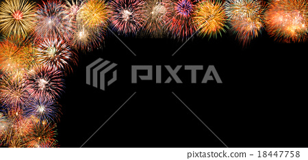 Stock Photo: border with fireworks