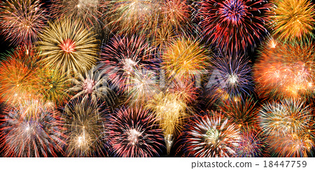 Stock Photo: border with fireworks