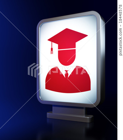 Science concept: Student on billboard background 18448578