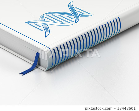 Science concept: closed book, DNA on white Science concept: closed book, DNA on white 18448601