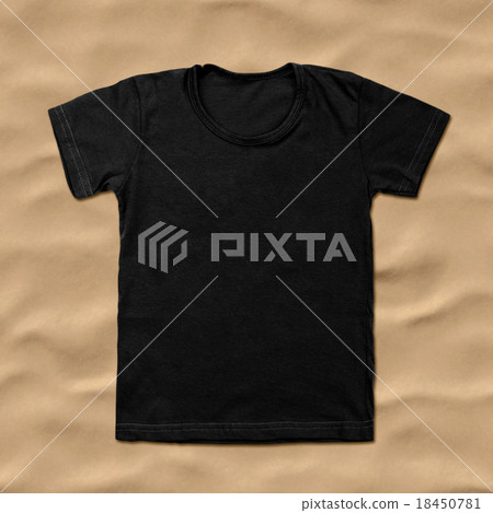 Black blank t-shirt on sand background Black blank t-shirt on sand background 18450781