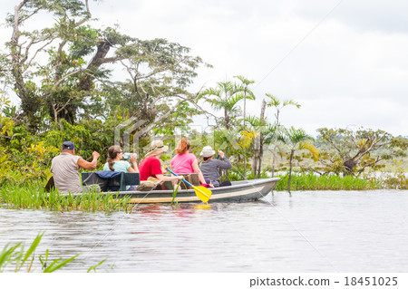 Boat With Tourists In Amazonian Jungle Boat With Tourists In Amazonian Jungle 18451025