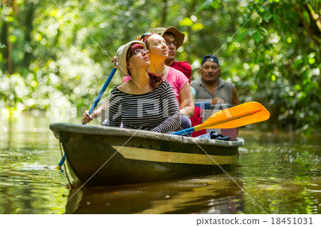Boat With Tourists In Amazonian Jungle Boat With Tourists In Amazonian Jungle 18451031