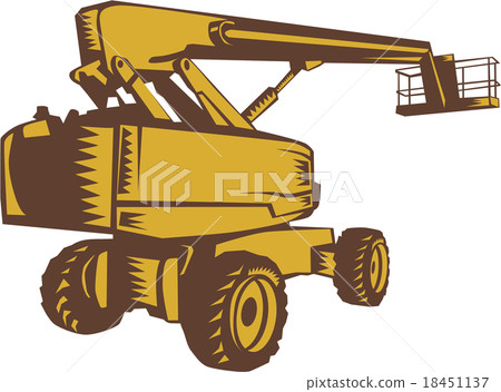 Cherry Picker Mobile Lift Platform Woodcut 18451137