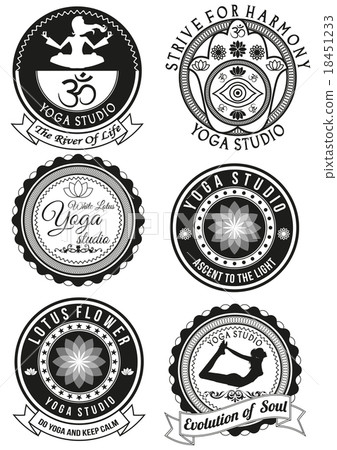 Set of black badges for yoga studio Set of black badges for yoga studio 18451233