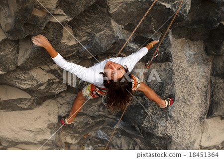 Courageous Rock Climber Aerial Shot Courageous Rock Climber Aerial Shot 18451364