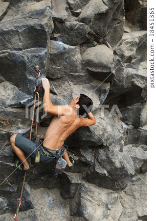 Courageous Rock Climber Aerial Shot Courageous Rock Climber Aerial Shot 18451365