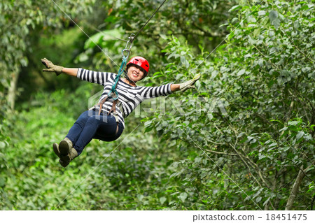 Woman On Zip Line Woman On Zip Line 18451475