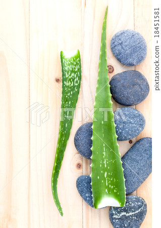 Aloe vera on Stones spa treatment scene . 18451581