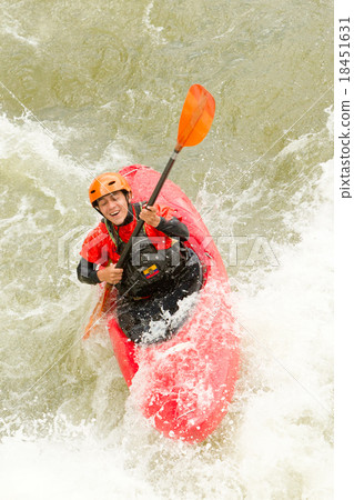 Happy Kayaker High Angle View Happy Kayaker High Angle View 18451631