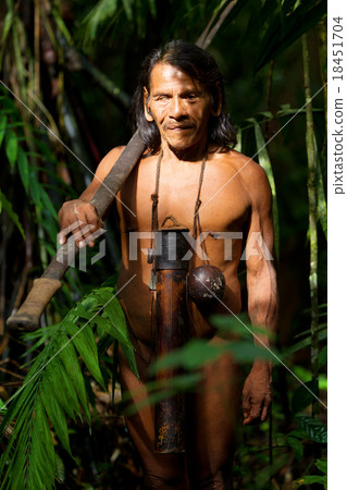 Huaorani Indigenous Hunter In Amazon Basin 18451704