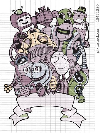 Hand Drawn Vector Illustration of Doodle robot - Stock Illustration ...