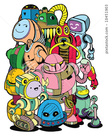 Hand Drawn Vector Illustration of Doodle robot - Stock Illustration ...
