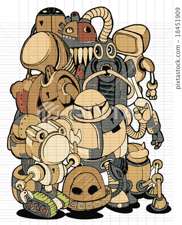 Hand Drawn Vector Illustration of Doodle robot - Stock Illustration ...
