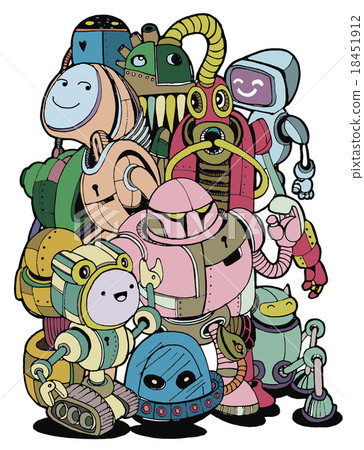 Hand Drawn Vector Illustration of Doodle robot - Stock Illustration ...