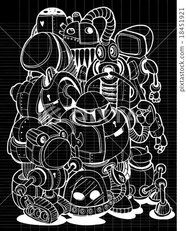 Hand Drawn Vector Illustration of Doodle robot - Stock Illustration ...