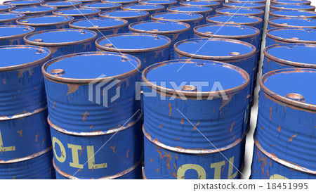 large number of dirty worn scratched oil barrels 18451995
