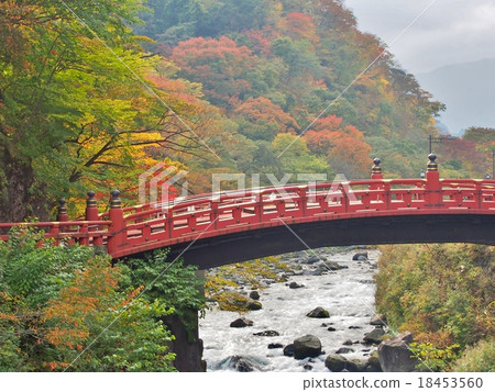 Shinkyo Bridge during Autumn in Nikko, Japan. 18453560