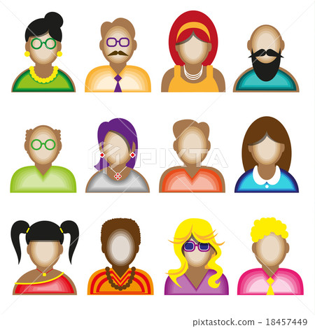 Creative modern icons avatars with people. Creative modern icons avatars with people. 18457449