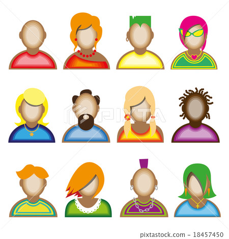 Creative modern icons avatars with people. Creative modern icons avatars with people. 18457450