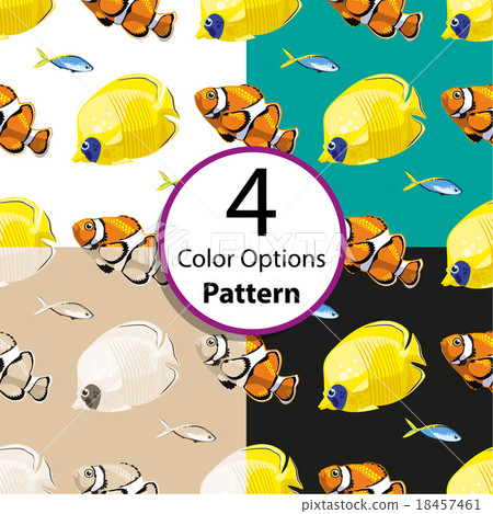 Four options seamless pattern with tropical  fish 18457461