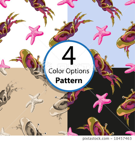 Four options seamless pattern crabs and starfish 18457463