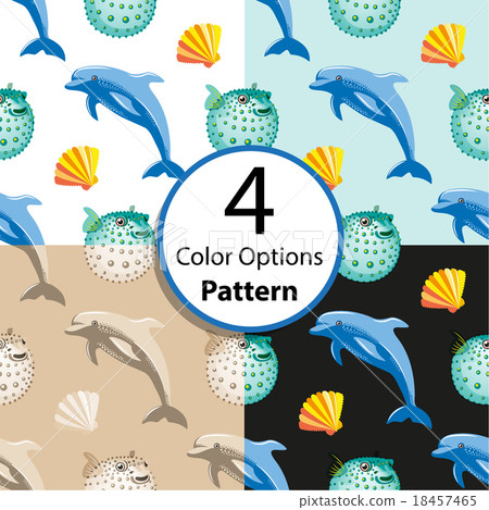 Four  seamless pattern with dolphin and fish ball  18457465