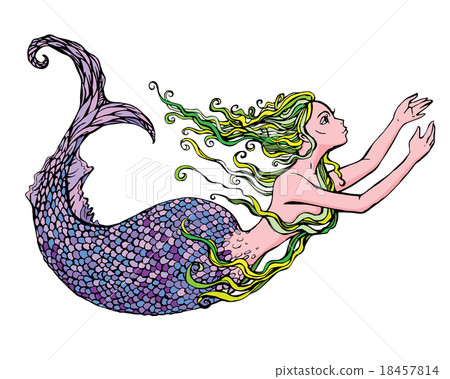 Hand drawn Illustration of a Beautiful mermaid  18457814