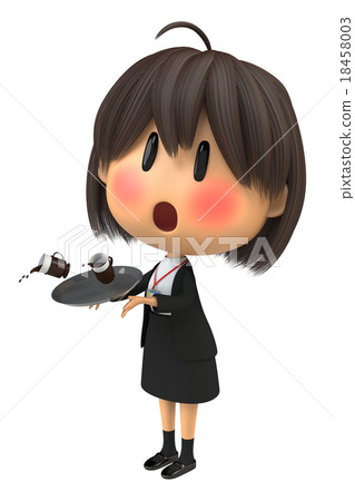 Female staff blushing and spilling coffee 18458003