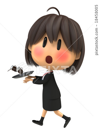 Female staff blushing and spilling coffee Female staff blushing and spilling coffee 18458005