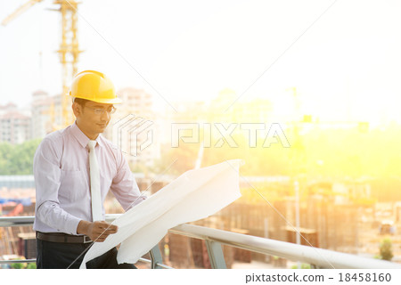 Asian Indian site contractor engineer working 18458160