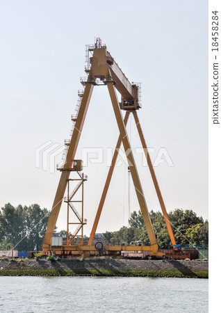 sea cargo port large cranes 18458284