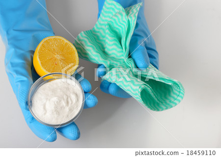 Tools and sodium bicarbonate for house cleaning 18459110