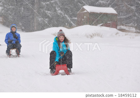 Kids sliding Kids sliding 18459112