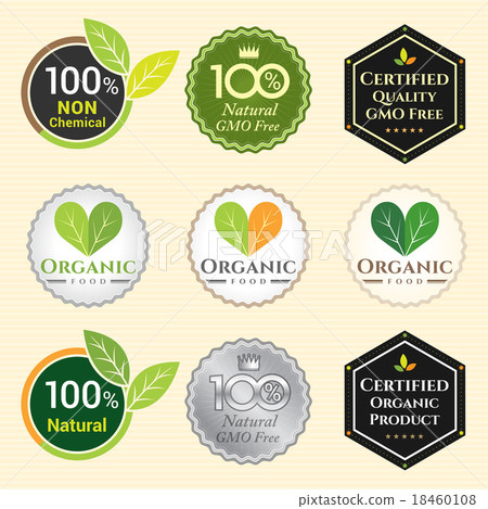 GMO Free Non GMO and organic guarantee tag logo 18460108