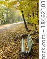 Park bench with autumn leaves 18462103