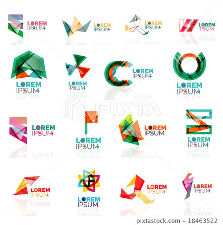 Geometric shapes company logo set, paper origami 18463522