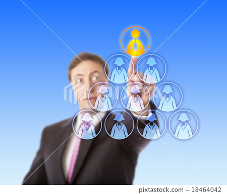 Manager Selecting A Male Worker Atop A Pyramid 18464042