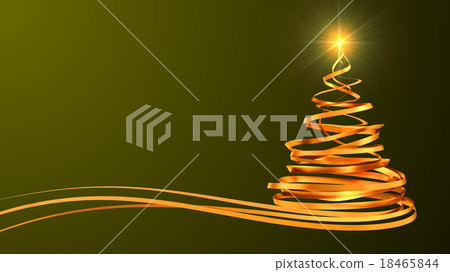 Christmas Tree From Gold Tapes. Green Background 18465844