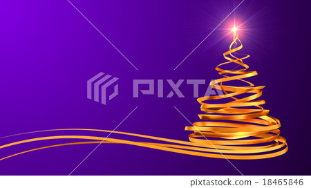 Christmas Tree From Gold Tapes. Purple Background 18465846