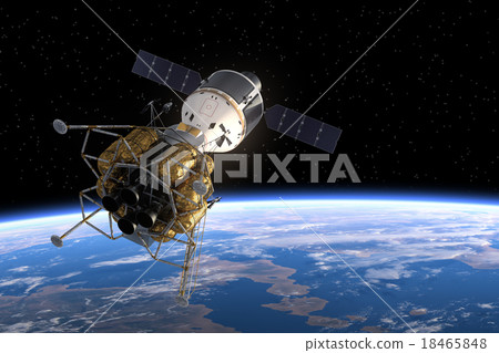 Interplanetary Space Station Orbiting Earth. Interplanetary Space Station Orbiting Earth. 18465848